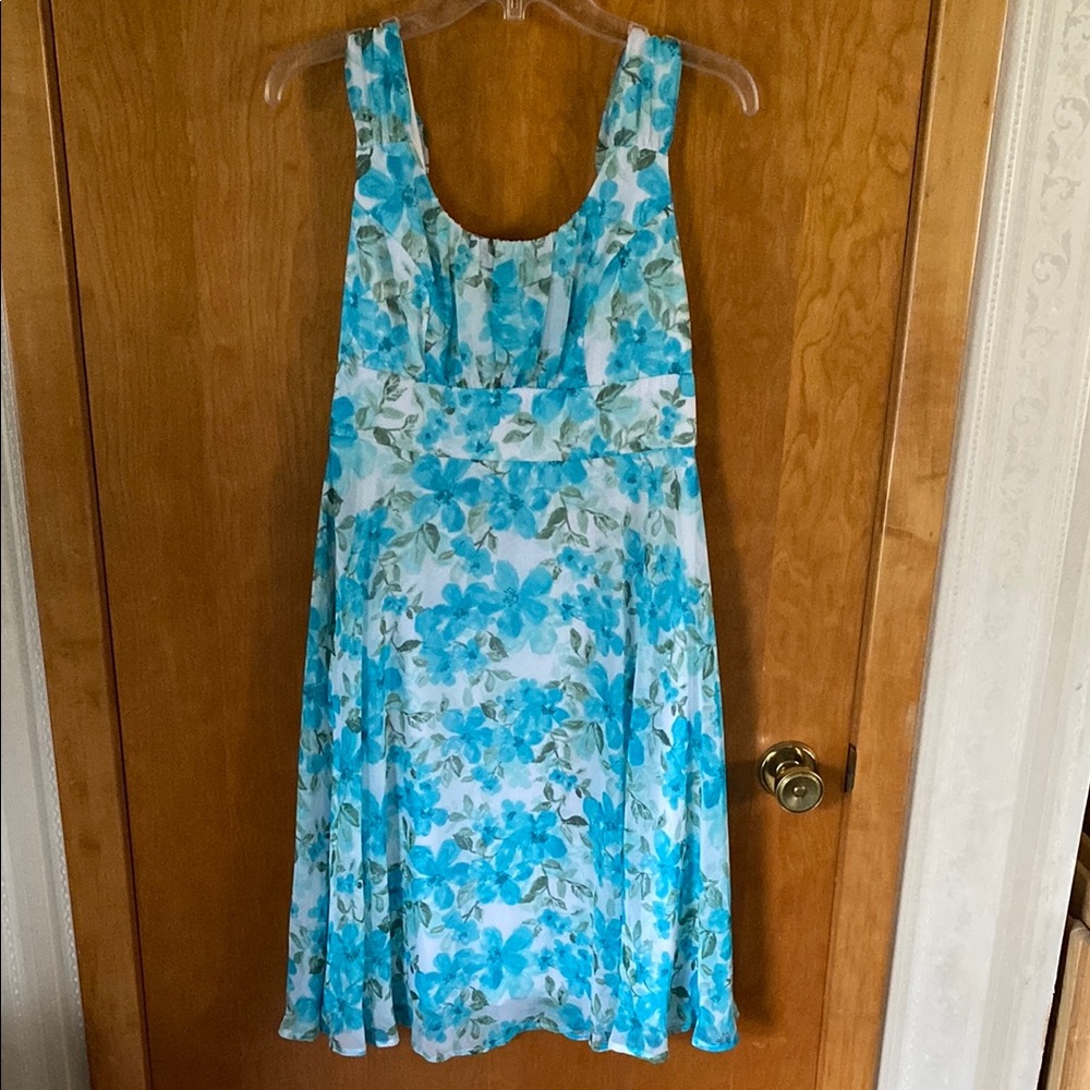 Floral Blue and Green Women's Dress